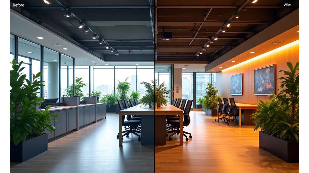 青山オフィス200㎡の企業ブランディング空間 Before After